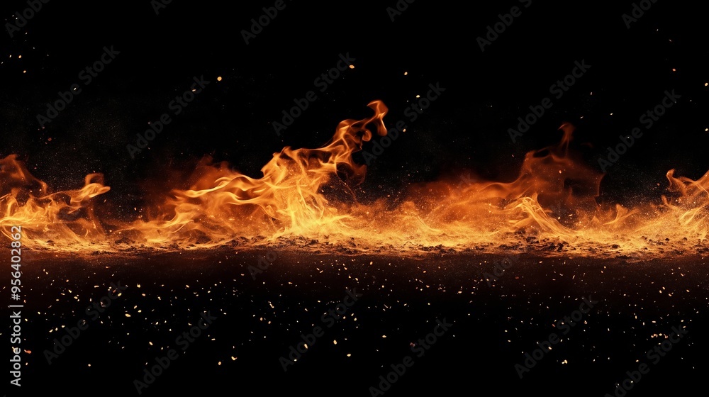 Stunning Visual of Fire and Flames Against a Dark Backdrop Stunning Visual of Fire and Flames Against a Dark Backdrop
