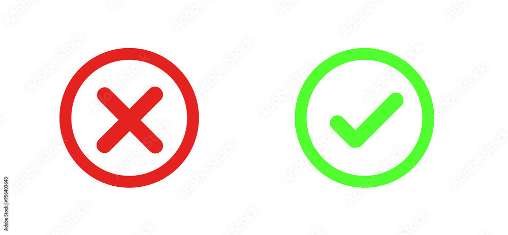Green Check and Red Cross Mark