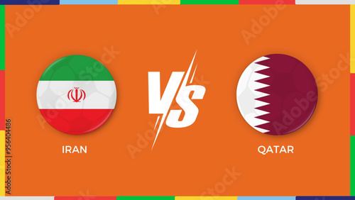 IRAN VS QATAR flag in circle for sports banner. vector illustrator