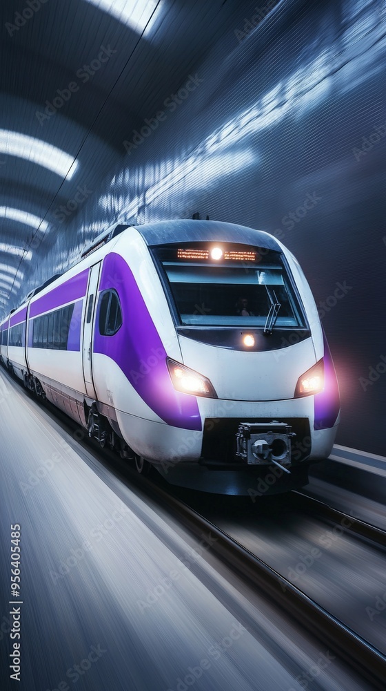 High-Speed Train in a Tunnel. High-Speed Train in a Tunnel.