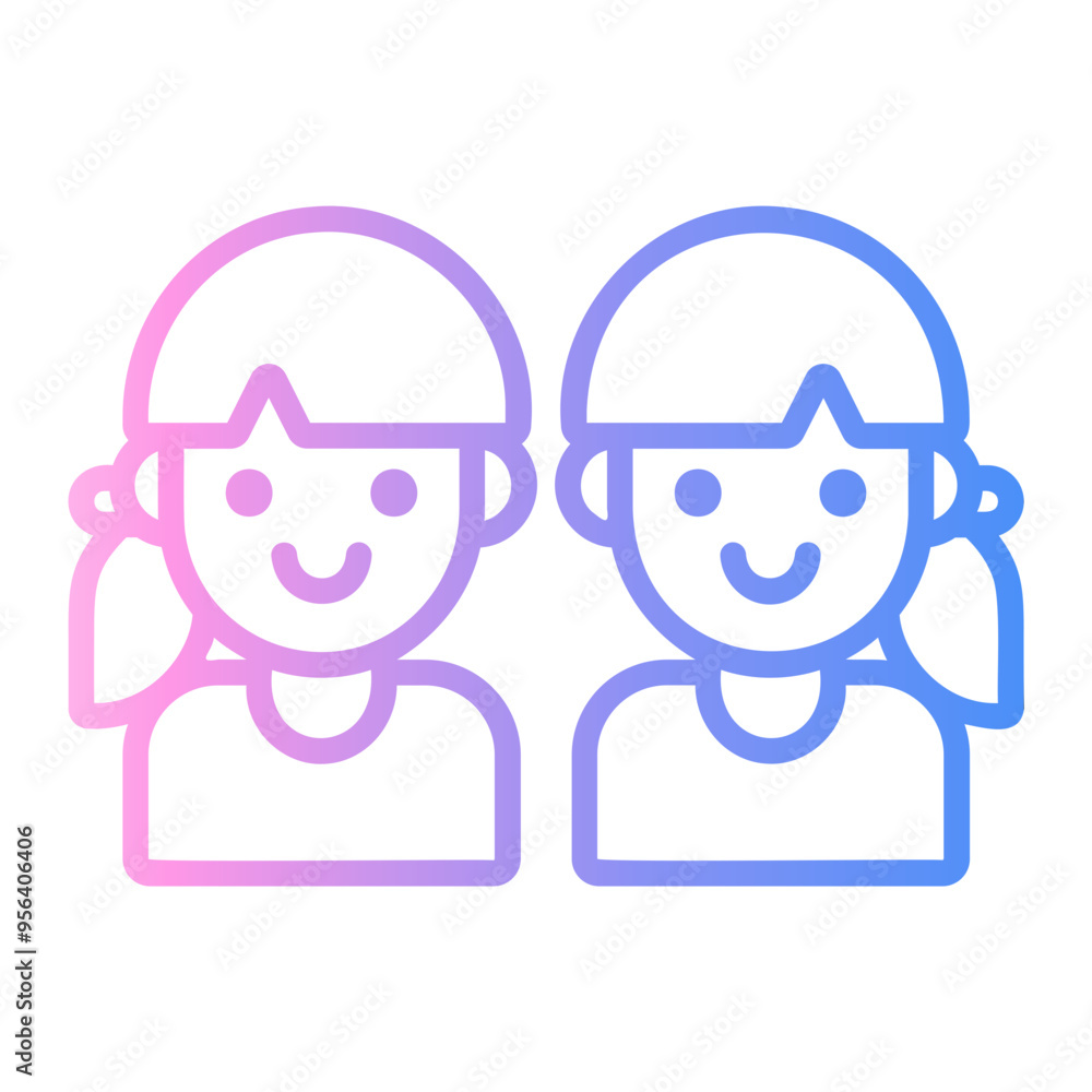 twins Line Gradient Icon twins Line Gradient Icon