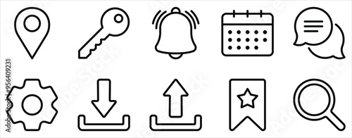 Web Essentials Icon Set Core Line Style Collection for Digital Interfaces