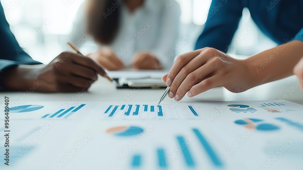 Team of professionals analyzing a business plan in a modern office setting, teamwork and collaboration Team of professionals analyzing a business plan in a modern office setting, teamwork and collaboration