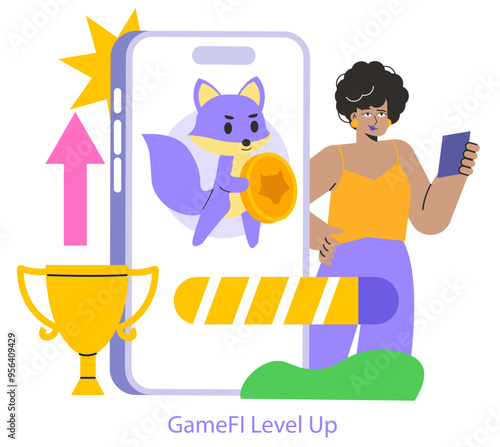 GameFi. Flat Vector Illustration