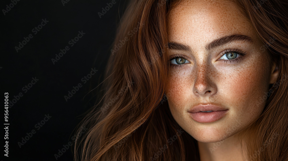 Beauty brown hair women with face for hair care product with copyspace Beauty brown hair women with face for hair care product with copyspace