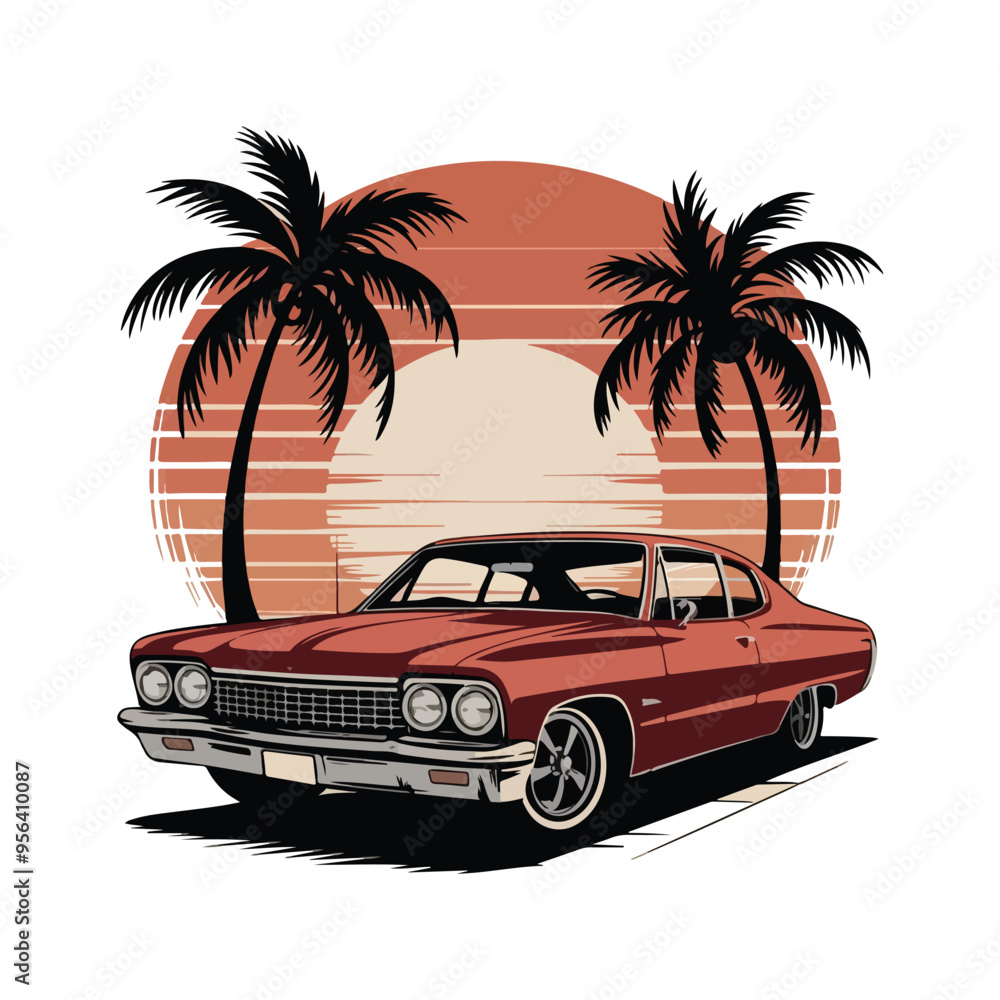 Illustration of offroad adventure scene Tshirt Design