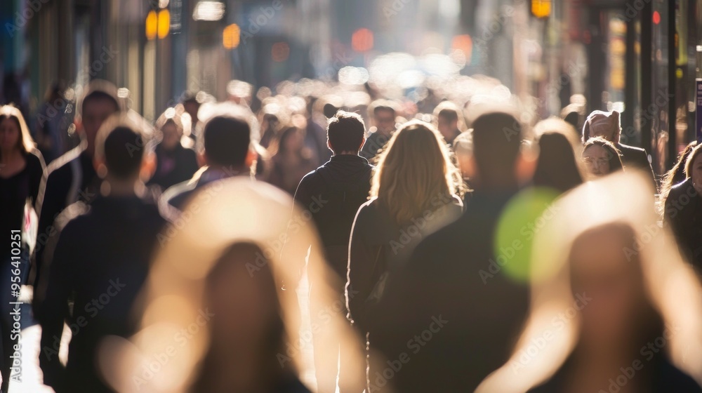 Blurred crowd of unrecognizable at the street. A busy street filled with many people walking, but only one person is in sharp focus. Blurred crowd of unrecognizable at the street. A busy street filled with many people walking, but only one person is in sharp focus.