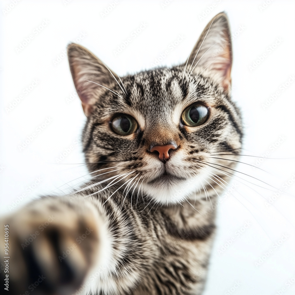 Cat selfie isolated on white background Cat selfie isolated on white background