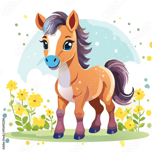 Horse Cute Small Cartoon Baby Animal Character
