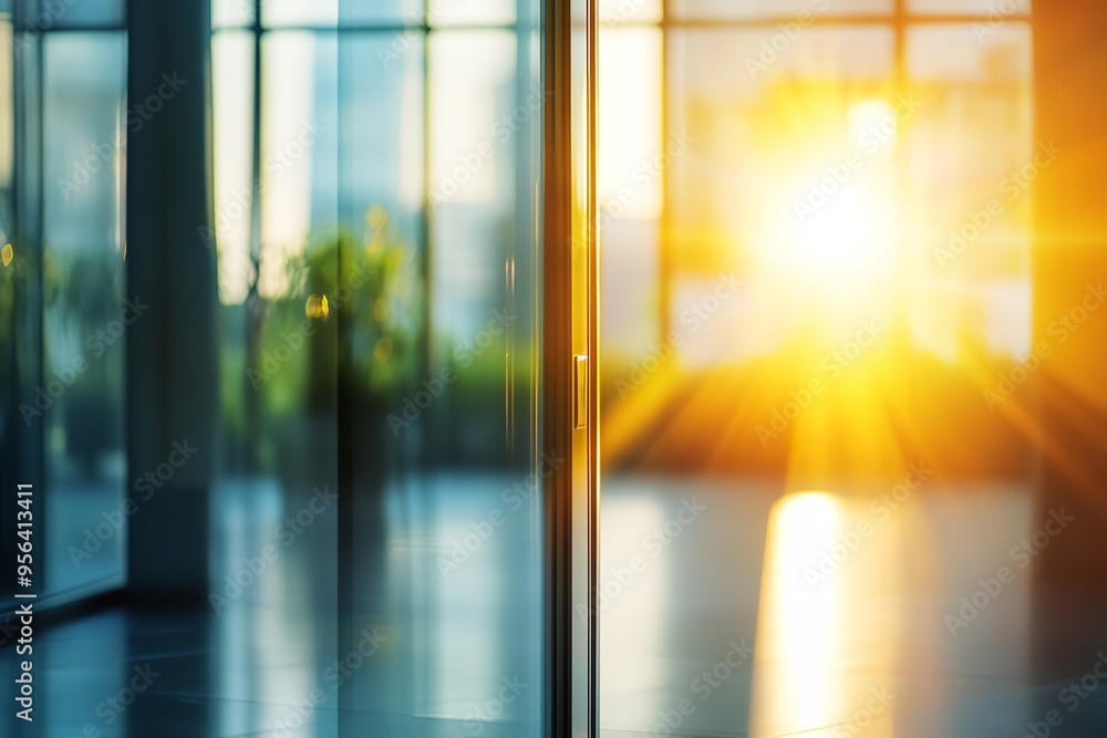 A modern business office setting with a blurred background, featuring sunlight reflecting off the window glass for design purposes. A modern business office setting with a blurred background, featuring sunlight reflecting off the window glass for design purposes.