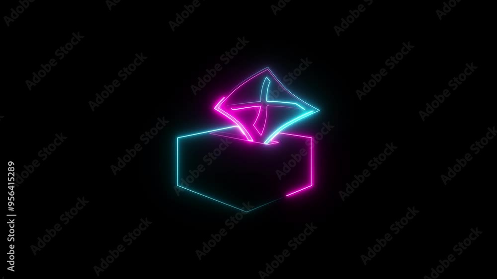Glowing neon voting box and ballot icon Glowing neon voting box and ballot icon