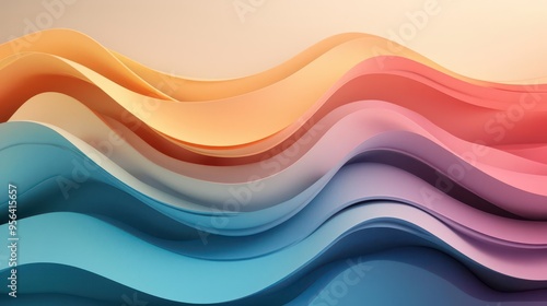 Abstract light waves flowing across the stage, gradient colors, modern art-inspired backdrop