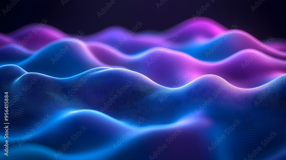 Fototapeta premium Abstract Blue Purple Neon Wave Background