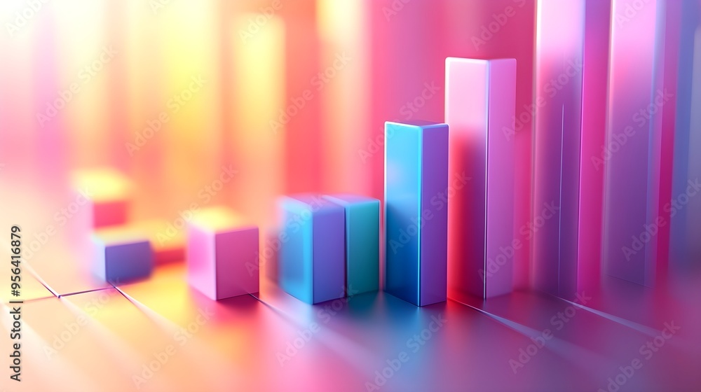 Abstract Colorful 3D Bars, Growth & Success Concept Abstract Colorful 3D Bars, Growth & Success Concept