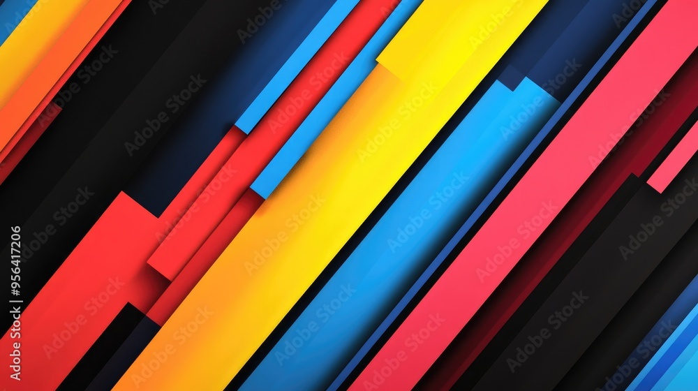 Dynamic abstract background with thick diagonal stripes in bright primary colors, conveying a playful and energetic vibe. Dynamic abstract background with thick diagonal stripes in bright primary colors, conveying a playful and energetic vibe.