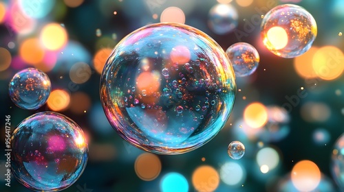 Abstract Colorful Bubbles with Bokeh Background