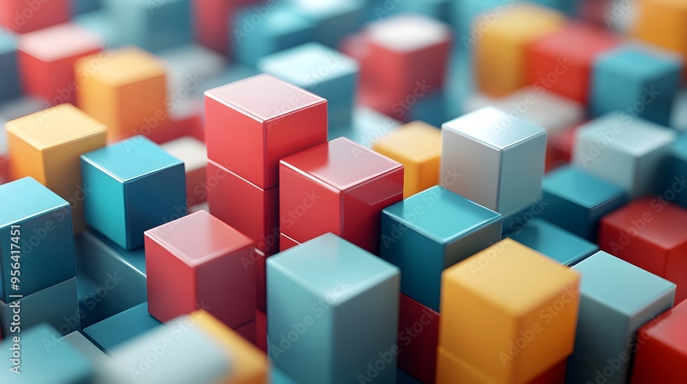 Abstract Colorful Cubes Background - Modern Design, 3D