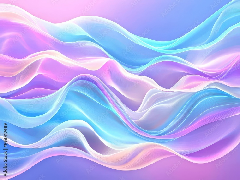 Fototapeta premium Dynamic pattern of moving lights, waves of color shifting across the stage, electric blue and white, kinetic energy