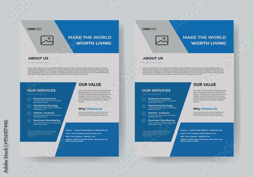 Flyer Mockup business  flyer template one color design
