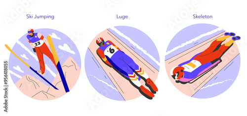 Winter Sports. Flat Vector Illustration