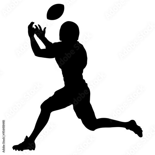 American Football Player Silhouette. Flat Vector Illustration Isolated on White Background