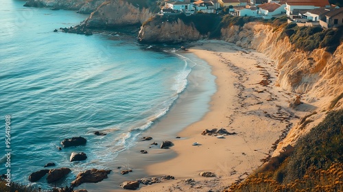 Coast and beach in Ericeira Portugal : Generative AI photo