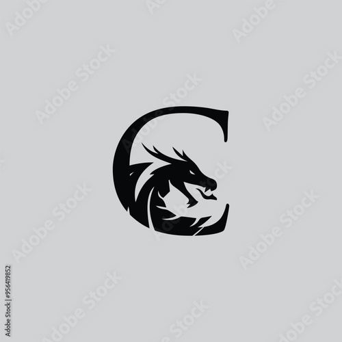 c dragon logo icon design 