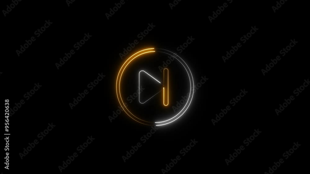 Animated neon play button, play saymbol icon with wave design animation on background Animated neon play button, play saymbol icon with wave design animation on background