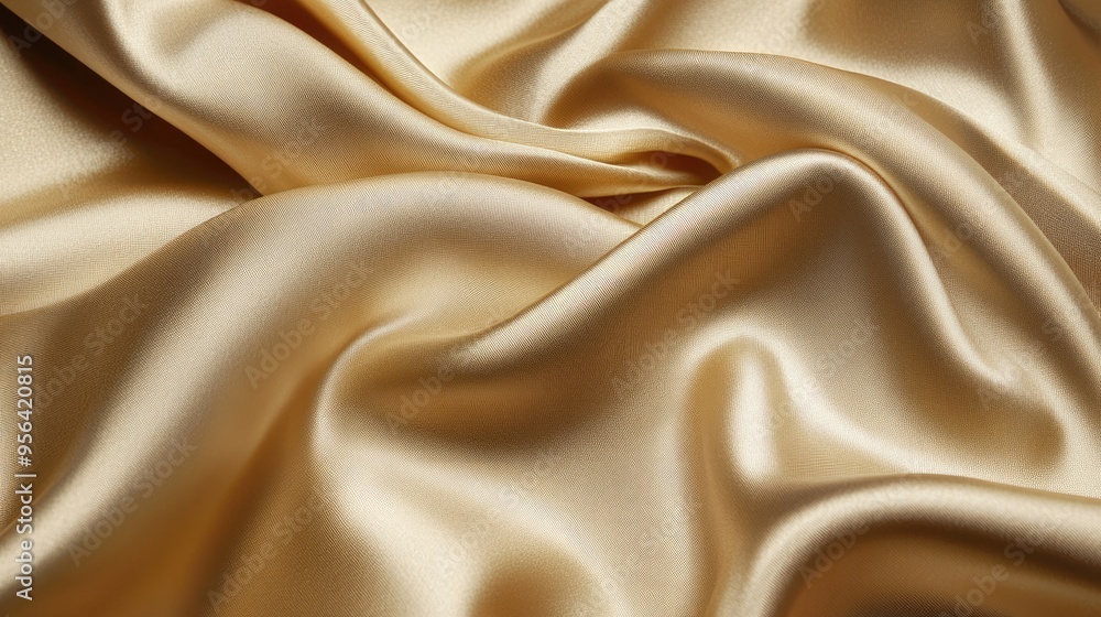Light golden fabric with a glossy finish, gently draped to highlight its smooth and refined texture. Light golden fabric with a glossy finish, gently draped to highlight its smooth and refined texture.