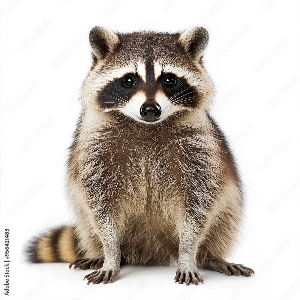 Fototapeta premium Raccoon full body shot isolated on white background