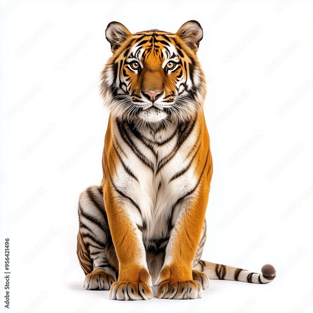 Fototapeta premium Tiger full body shot isolated on white background