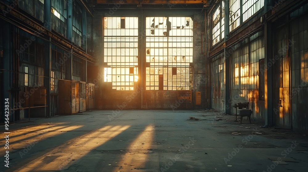Old industrial hall in abandoned factory : Generative AI Old industrial hall in abandoned factory : Generative AI