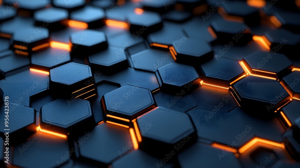 Abstract Hexagon Pattern with Glowing Lines Abstract Hexagon Pattern with Glowing Lines