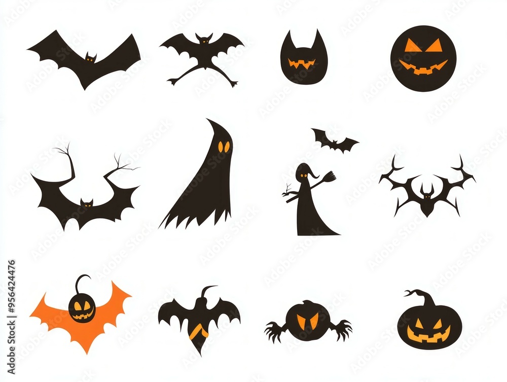 Fototapeta premium Blank page with white background and different halloween simple logo