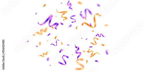 confetti background Stunning purple and gold confetti that zigzag down for the celebration. Festive decoration vector illustration
