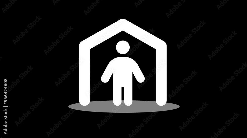 person shelter icon animation with dynamic protective effects and subtle shadow play for engaging health and wellness platforms person shelter icon animation with dynamic protective effects and subtle shadow play for engaging health and wellness platforms