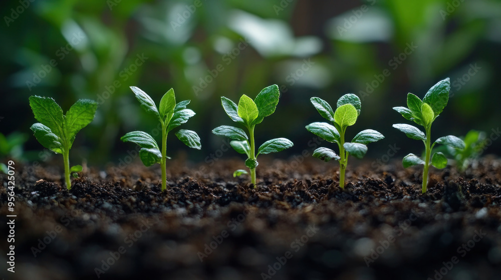 Time-Lapse Growth: A series of images showing the stages of a plant growing from a seed to a fully developed plant, highlighting the process of growth. Time-Lapse Growth: A series of images showing the stages of a plant growing from a seed to a fully developed plant, highlighting the process of growth.
