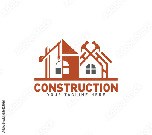 Construction home building repair logo design, Vector illustration.