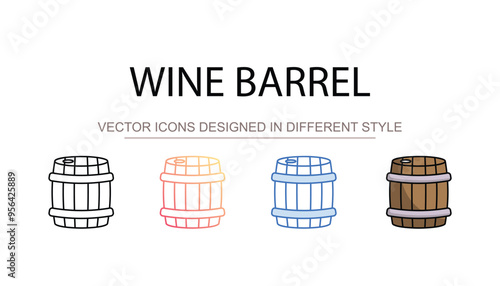 Wine Barrel icon design with white background stock illustration