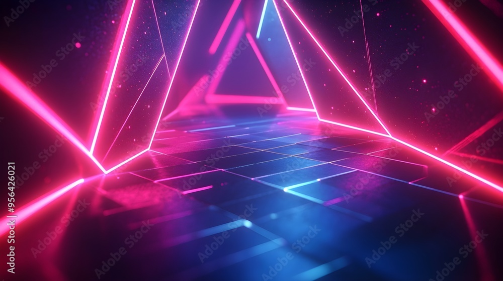 Abstract Neon Lights Background, Purple Pink Blue Glowing Abstract Neon Lights Background, Purple Pink Blue Glowing