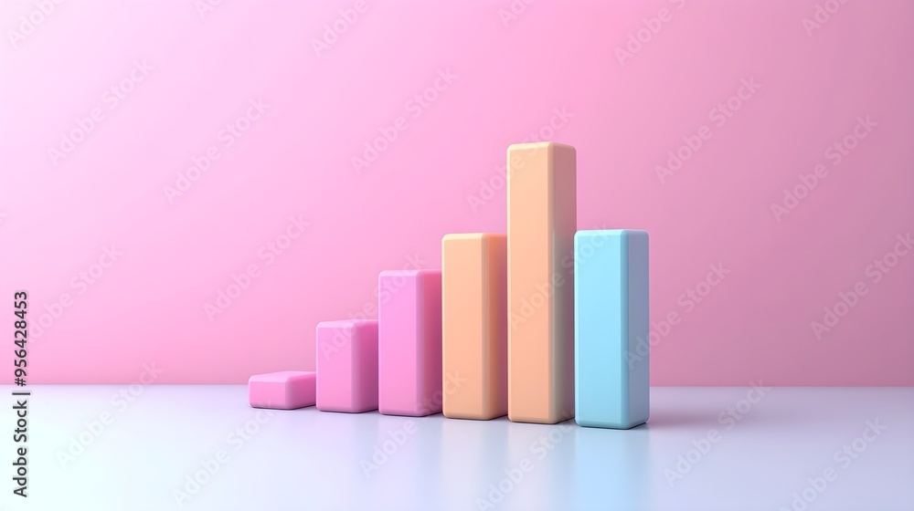 Abstract Pastel Pink Blue Bar Chart Growth Concept Abstract Pastel Pink Blue Bar Chart Growth Concept