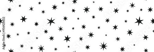 Hand drawn cute star seamless pattern. Vector stars pattern background. 