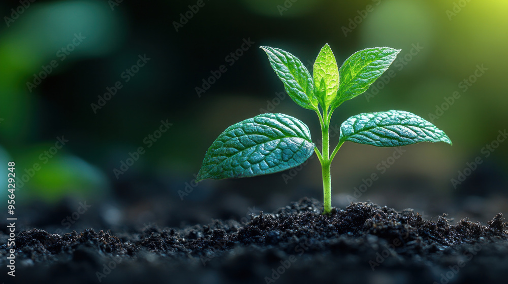 A small, delicate seedling emerging from the soil, symbolizing the beginning of growth and potential.