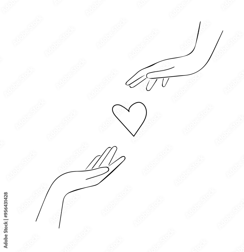 hands reaching for the heart black outline on transparent background hands reaching for the heart black outline on transparent background