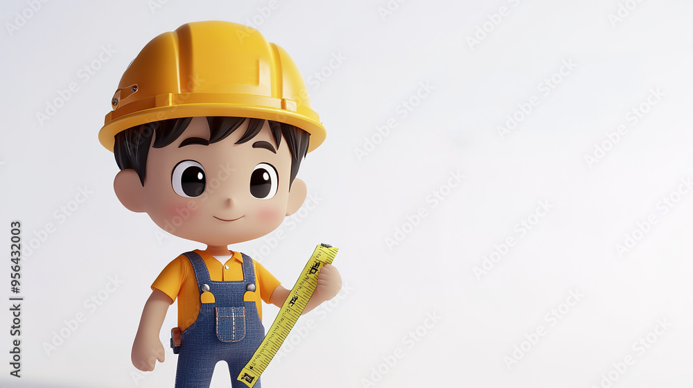 A lovely 3D worker on a white background,generated with AI. A lovely 3D worker on a white background,generated with AI.