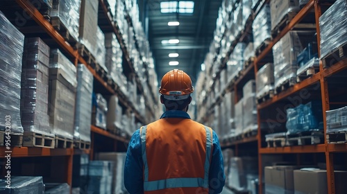 Worker in the warehouse checking the stock is on the shelves at the manufacturing Engineer is working in the warehouse : Generative AI