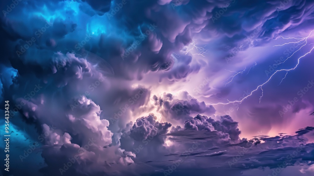 Lightning Storm Over Purple Clouds Lightning Storm Over Purple Clouds