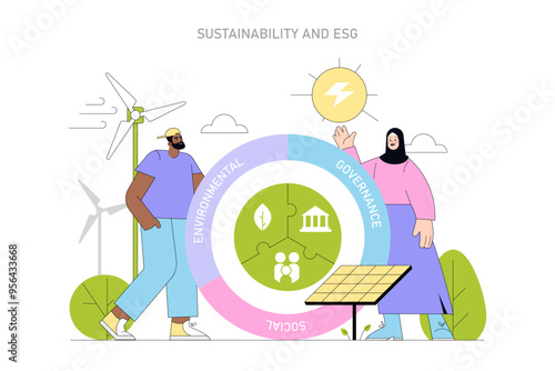Sustainability and ESG. Flat Vector Illustration