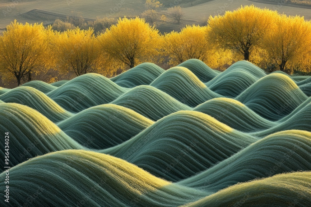 Fototapeta premium Autumn wheat fields. abstract