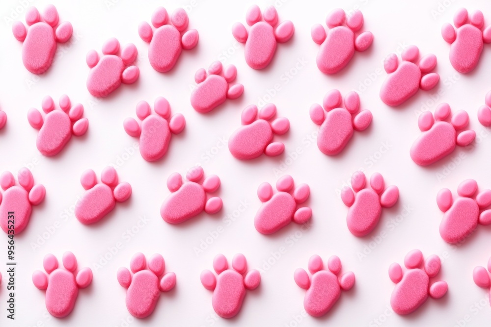 cute pink dog paw pattern prints cute pink dog paw pattern prints